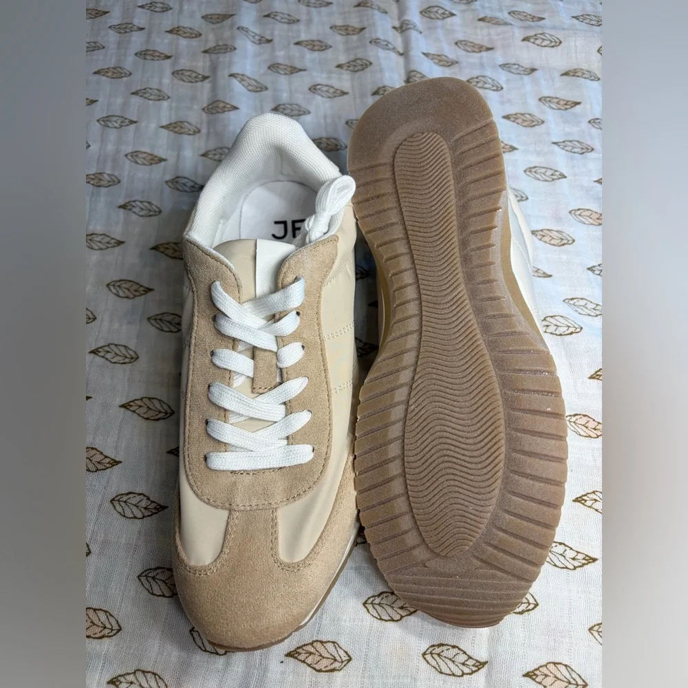 JustFab Cream and White Men's Sneakers - Picture 2 of 3